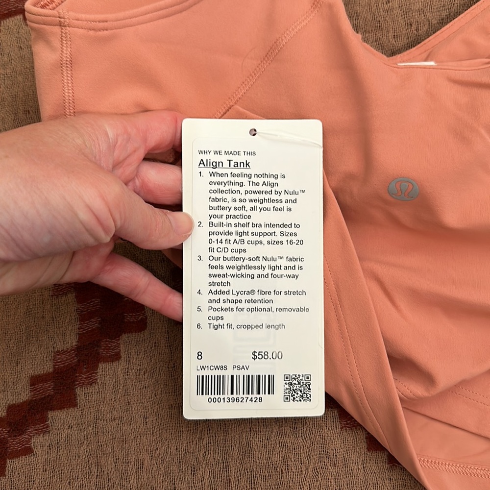 Lululemon Align tank in pink savannah sz 8 NWT - Picture 5 of 6